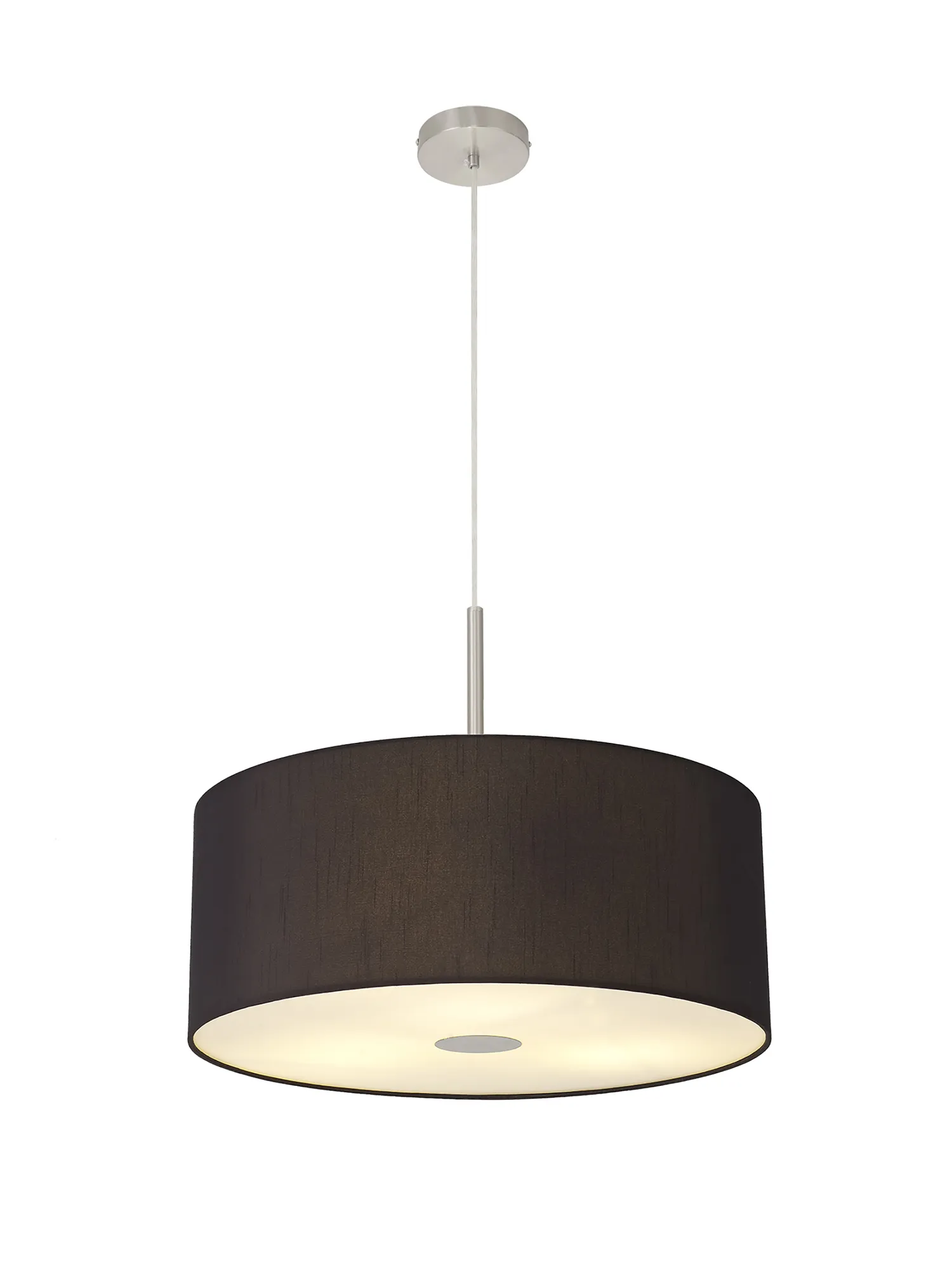 Baymont 50cm Pendant 1 Light Satin Nickel, Black, Frosted Diffuser DK0309  Deco Baymont SN BL